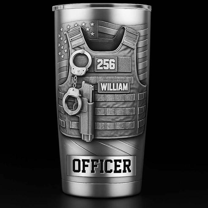 Serve And Protect Personalized Police Officer Tumbler Custom Name Law Enforcement Gift For Him Coffee Travel Mug Retirement Graduation Present Sheriff Deputy Stainless Steel Insulated Cup