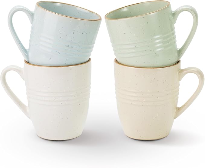 famiware Jupiter Coffee Mugs Set of 4, 13 oz Coffee Mug, Microwave and Dishwasher Safe, Coffee Cups with Handle for Coffee, Tea, Cocoa, Milk, Multi-color