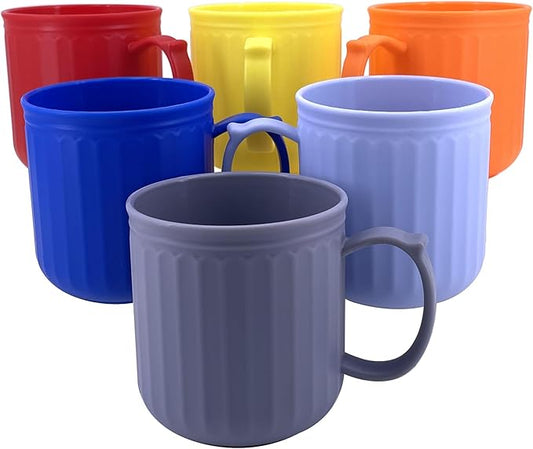 13 oz Plastic Coffee Mugs set of 6 - Unbreakable Coffee Mug, BPA Free Microwave & Dishwasher Safe - Reusable Thick Wall Drinking Cups for Indoor and Outdoor (Assorted Color)