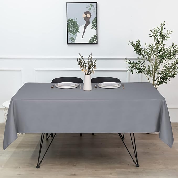 sancua Rectangle Tablecloth - 70 x 90 Inch - Stain and Wrinkle Resistant Washable Polyester Table Cloth, Decorative Fabric Table Cover for Dining Tables, Buffet Parties and Camping, Light Grey