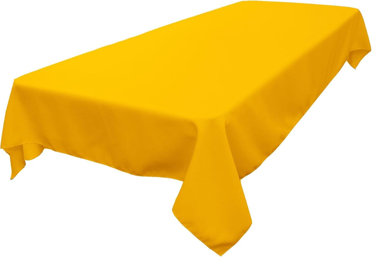 LA Linen Polyester Poplin Washable Rectangular Tablecloth, Stain and Wrinkle Resistant Table Cover 60x90, Fabric Table Cloth for Dinning, Kitchen, Party, Holiday 60 by 90-Inch, Yellow Dark
