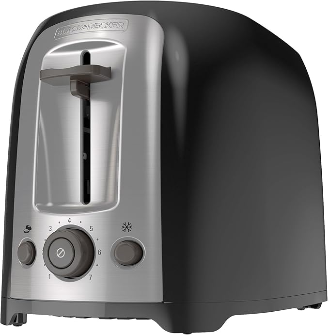 BLACK+DECKER 2-Slice Toaster, TR1278B, Extra Wide Slots, 7 Shade Settings, 850 Watts, Frozen and Bagel Buttons