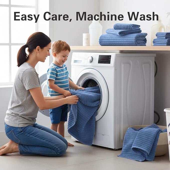 Oversized Bath Sheets 40x80 Inches Extra Large Bath Towels for Adults Super Soft Quick Dry Highly Absobent Microfiber Shower Towels for Bathroom, Pool, Gym, Yoga Towel (Blue, 2Piece)