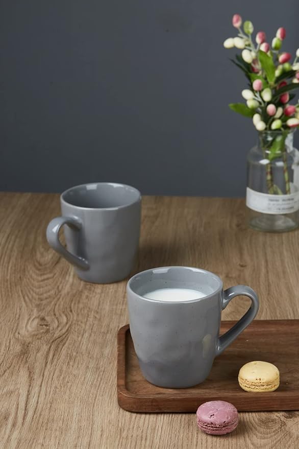 famiware Mars 4 Pieces Coffee Mug, 14 oz Tea Mug, Catering Mugs with Handle for Coffee, Tea, Cocoa, Milk, Dark Gray