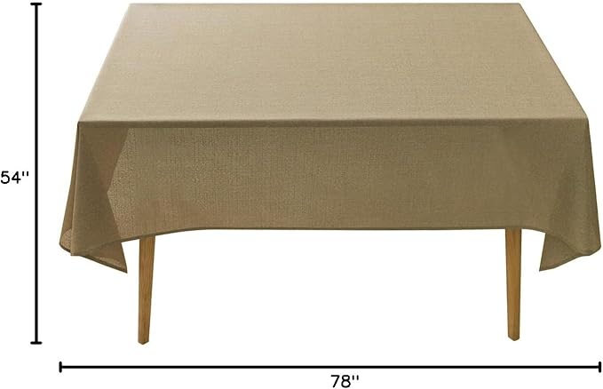 NLMUVW Tan Linen Tablecloth Rectangle, Farmhouse Table Cloth Textured Water Resistant Decorative Table Cover for Cafe Dining Kitchen, 54 x 78 Inch