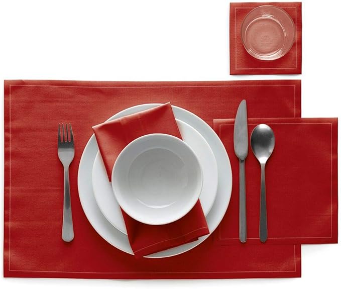 MY DRAP Cocktail Napkins, Reusable Cotton Napkins Roll 4.5 x 4.5 in (100 Napkins, Lipstick Red)