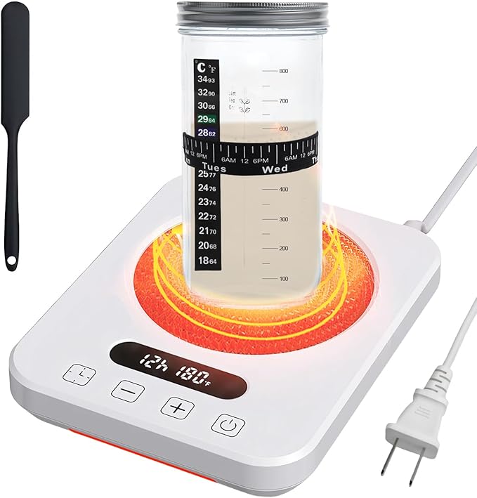 Sourdough Starter Warmer with Sourdough Bread Starter Kit, Abnaok Precise 1°F Thermostat Control (70-180°F) Timer Sourdough Warming Mat, Smart memory Warming On/Off
