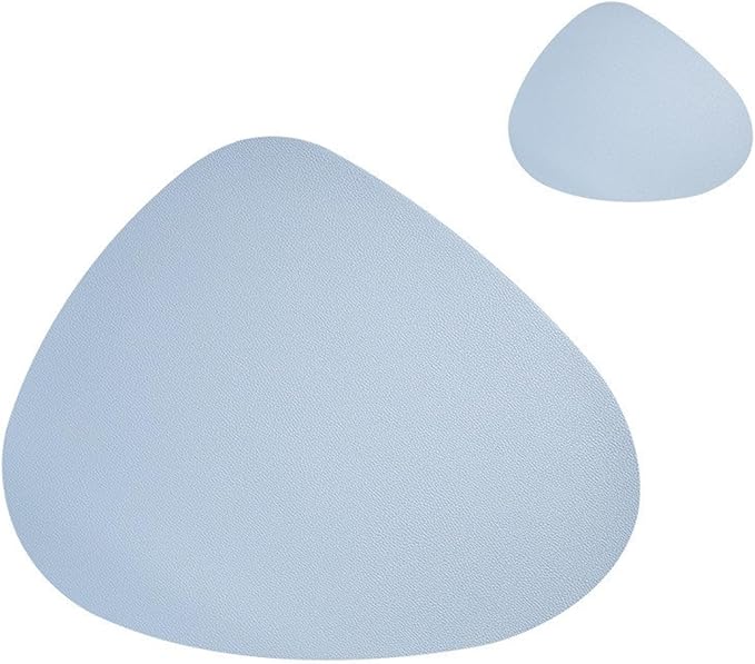 Placemat Table Mat Tableware Pad PU Leather Waterproof Heat Insulation Non-Slip Placemat Soft Black Brown Washable Bowl Coaster(Light Blue)