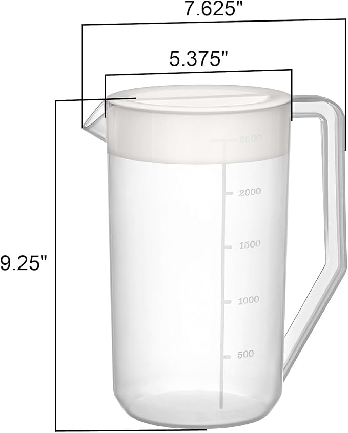 Amazing Abby - Kitchen Party - 2-Quart Plastic Pitcher (1-Pack), Unbreakable Water Pitcher with Lid, BPA-Free, Heat-Resistant, Dishwasher-Safe, Great for Both Iced and Hot Drinks, Indoors and Outdoors
