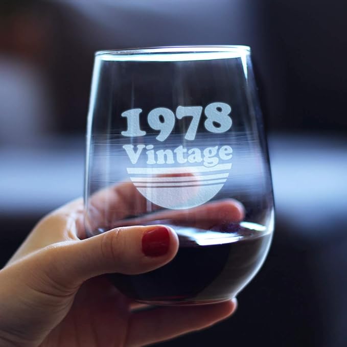 Bevvee Vintage 1978 Stemless Wine Glass - 48th Birthday Gifts for Women & Men Turning 48 - Bday Party Decor - Large 17 oz
