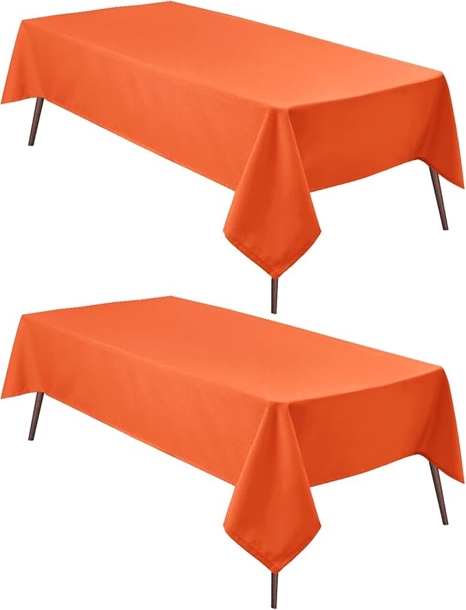 Hiasan 2 Pieces Pumpkin Orange Square Tablecloth - Waterproof and Spillproof Restaurant Washable Polyester Table Cloth for Dining Room, 60 x 60 Inch