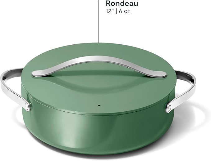 Caraway Rondeau - 6 Qt Non-Stick Pan with Lid - Free From Forever Chemicals - Perfect for Searing, Braising, & Roasting - Sage
