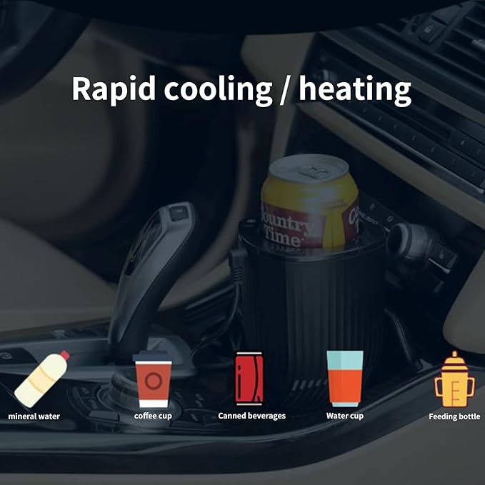 Smart 2-in-1 Car Cup Warmer Cooler Heated Travel Mug, Temperature Control Car Coffee Heater Travel Coffee Cup for Coffee, Baby Bottles, Water, Tea, Drinks