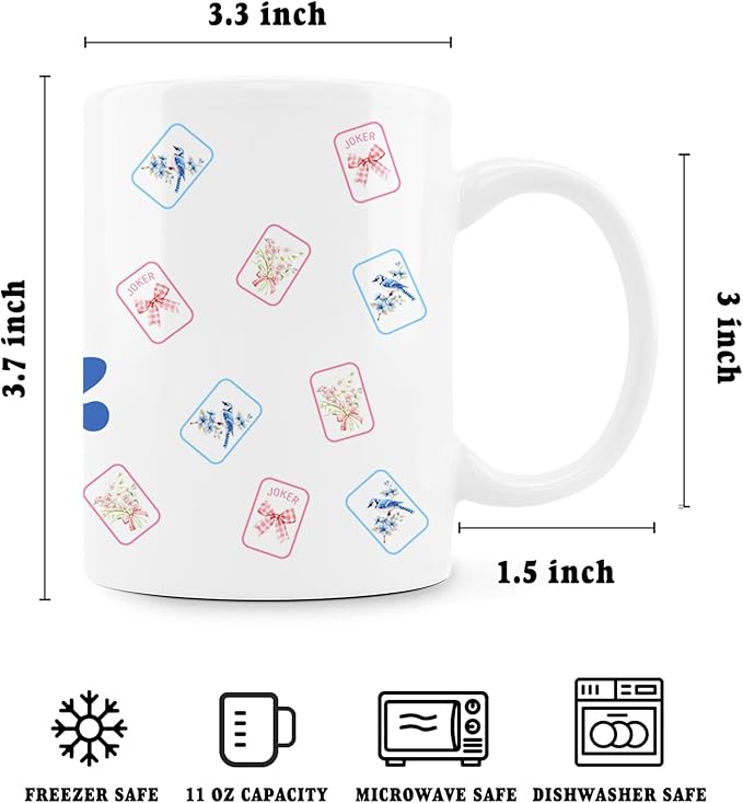 Trendy Funny Mahjong Mug, Mahjong Gifts for Women Coffee Cup Ceramic, Mah Jong Accessories Gifts, Dot Bam Crack Sip Ceramic Coffee Tea Mug 11 oz