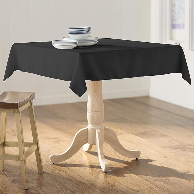 LA Linen Polyester Poplin Washable Square Tablecloth, Stain and Wrinkle Resistant Table Cover 58x58, Fabric Table Cloth for Dinning, Kitchen, Party, Holiday 58 by 58-Inch, Black
