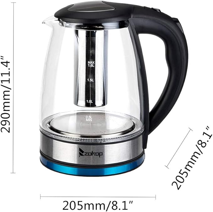 HD-1861-A 110V 1200W 1.8L Electric Glass Kettle US Plug