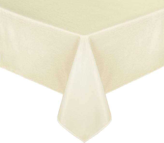 JIUZHEN Faux Linen Farmhouse Tablecloth Rectangular, Wrinkle Stain Resistant Table Cloth Rectangle Table Cover for Kitchen Dining, Champagne, 60 x 102 Inch
