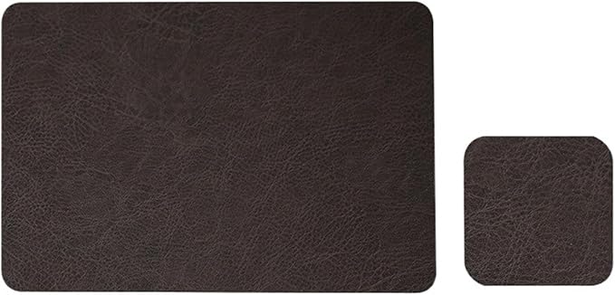 Classic Leather Placemat Sets for Dinging Table Rectangle Circular Table Mat Square Coasters Waterproof Oil-Proof Anti- Pad(A Black)