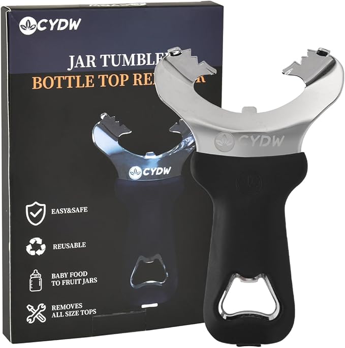CYDW Mason Jar Opener Tool with Soft Touch Handle, No Lid Dents or Damage, Can Opener Manual Multi-Purpose, Easy Twist Manual Handheld Top Remover, Canning Supplies, Bottle Opener, Made for Lifetime