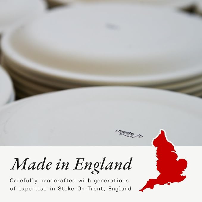 Made In Cookware - Set of 4 - Entrée Bowls - White With Red Rim - Porcelain - Crafted in England