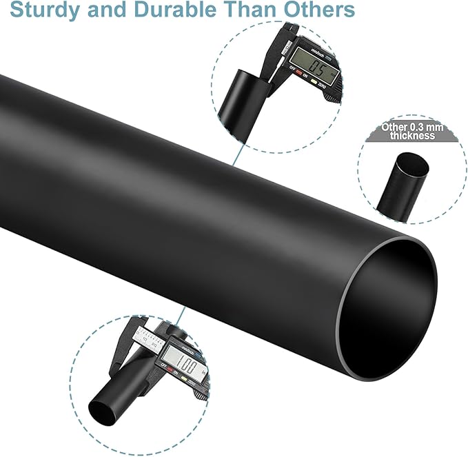 Curtain Rods for Windows 16 to 200 Inches Adjustable Length 1 Inch Diameter Window Curtain Rod with Aluminium Finials, Black