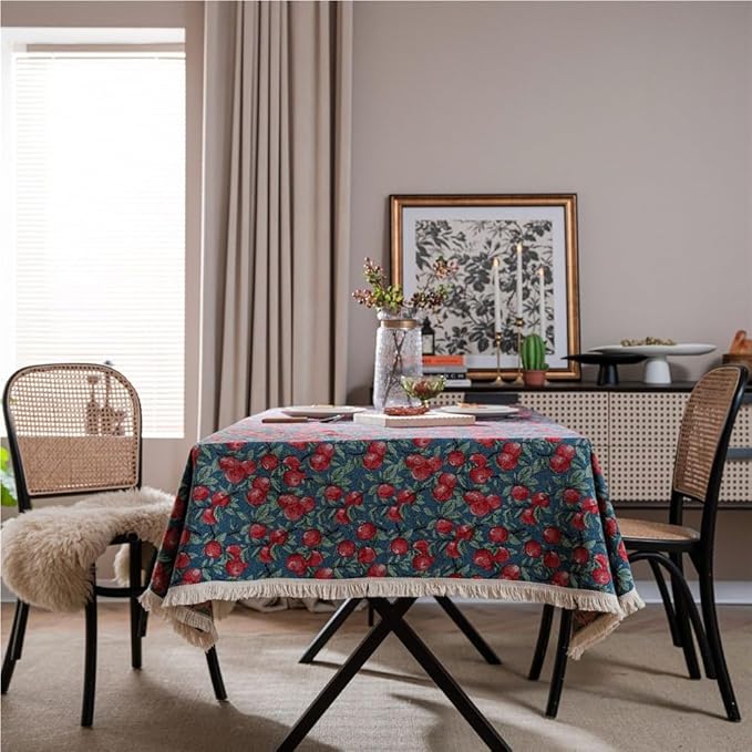 Rectangular Tablecloth Flower Jacquard Tablecloth Bohemian Thick Tablecloth Suitable for Restaurant Camping(Style11,140 * 240cm)