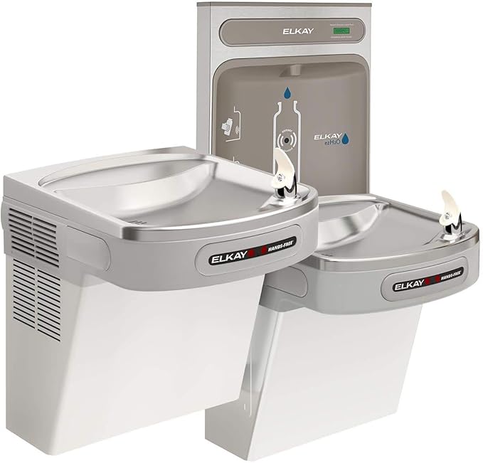 Elkay EZH2O EZOOTL8WSLK Bottle Filling Station with Bi-Level ADA Cooler Dual Hands Free Activation, Non-Filtered 8 GPH Light Gray