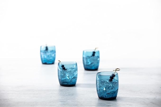 Fortessa Gala Glass, 15 Ounce Short Beverage (Set of 4), Cornflower