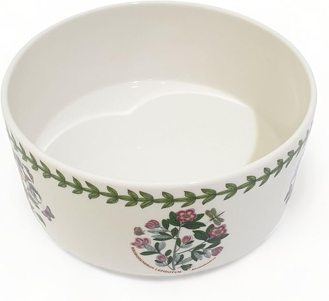 Portmeirion Botanic Garden 8-inch Soufflé Dish - Assorted Florals Motif, Porcelain Bakeware with Chip-Resistant Glaze - Oven, Microwave, Freezer, Dishwasher Safe for Everyday Use
