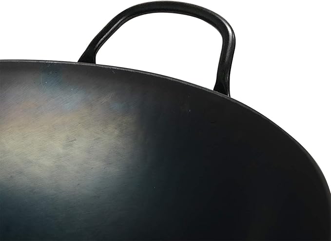 臻三环 ZhenSanHuan HandHammered Iron Wok Flat Bottom Induction Suitable (34CM Iron Handle with Help)
