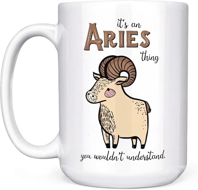 Aries Zodiac Ram Sign Coffee Cup April May Birthday Gift Microwave Dishwasher Safe Ceramic