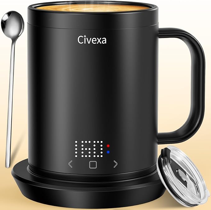 Rechargeable Self Heating Coffee Mug, Fast Heating & High Temperature, 14 Oz App-Controlled Heated Coffee Mug, 1F Precise Temperature Control Smart Mug Warmer for 150 Min Use