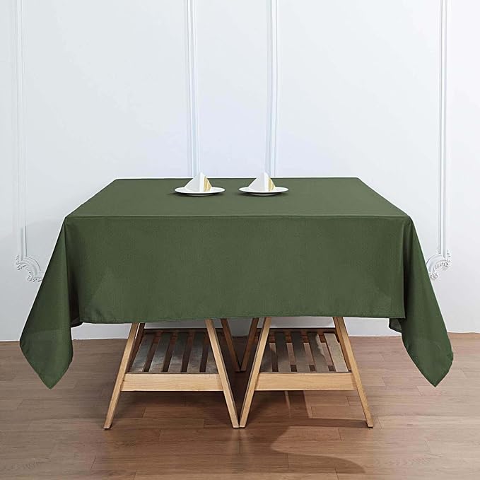 Efavormart 70" Premium Square Polyester Tablecloth for Wedding Kitchen Dining Events - Moss Green
