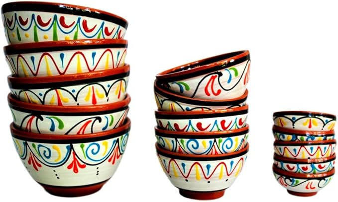 Cactus Canyon Ceramics Spanish Terracotta 5-Piece Breakfast Bowl Set (European Size) White