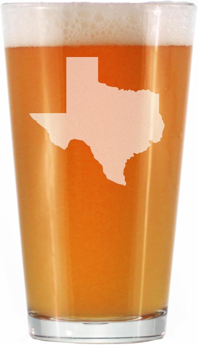 Bevvee Texas State Outline Pint Glass - State Themed Drinking Decor and Gifts for Texans - 16 Ounce