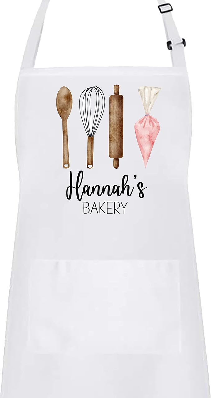 Personalized Baking Kitchen Apron with Two Pockets, Adjustable Neck Strap for Kitchen, and Baking, Bakery Tools, Mother's Father's Day gift