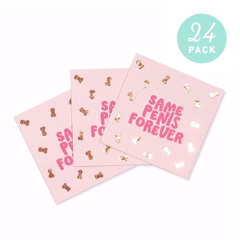 Stag & Hen Bachelorette Party Napkins | 24 Pack, 3-Ply Disposable Beverage Napkins | Same Penis Forever Funny Tableware, Party Decor | Bridal Shower Gift, Engagement Party Favors, Ideas