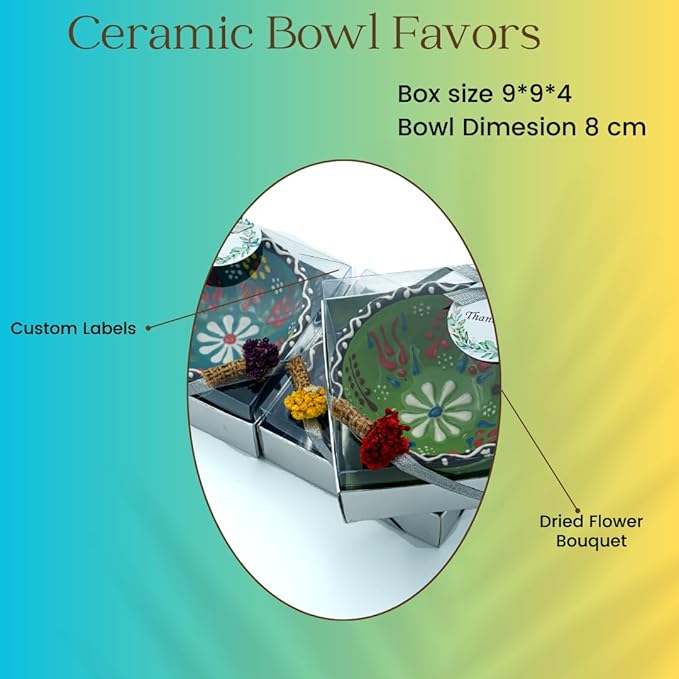GiftupstoreCeramic Bowls Wedding Favors for Guests - Bridal Shower Gifts, Baby Shower Party Favors, Mexican Wedding Keepsakes, Unique Decorative Bowls, Party Gift Ideas, 3.14 Inches- 16 Set