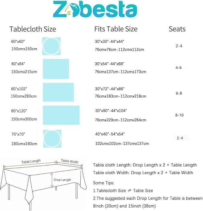 Zobesta Blue Table Cloth Rectangle Table 60 x 84 Inch, Cotton Blue Linen Gingham Tablecloth Rectangle Boho Tablecloth for Outdoor, Party, Holiday, Picnic, Dining