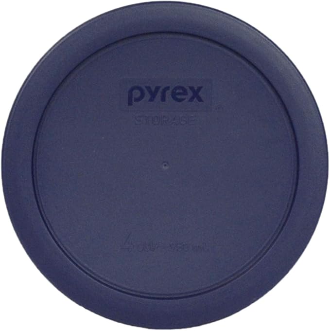 Pyrex Bundle - 3 Items: (1) 7200-PC 2-Cup, (1) 7201-PC 4-Cup, (1) 7202-PC 1-Cup Blue Plastic Lids Made in the USA