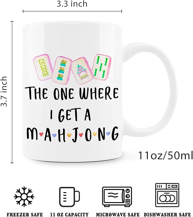 Mahjong Lover Gifts Mug, Mahjong Gifts for Women Coffee Cup Ceramic, Gift for Mah Jong Players Lovers, Mah Jong Accessories Ceramic Coffee Tea Mug 11 oz
