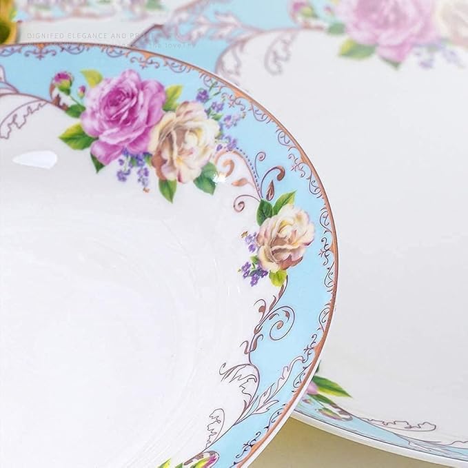Dinnerware Set, Plates and Bowls Sets, Plate Sets with Dinner Plate, Porcelain Dessert Plate, for Parties, Celebrations, Family Celebrations(60 piecesA)