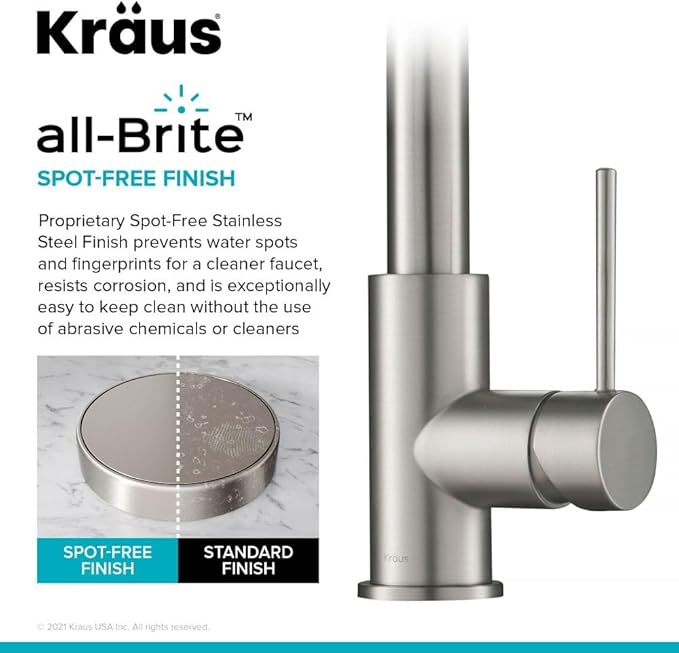 KRAUS Oletto Contemporary Pull-Down Single Handle Kitchen Faucet in Spot Free Stainless Steel, KPF-3104SFS