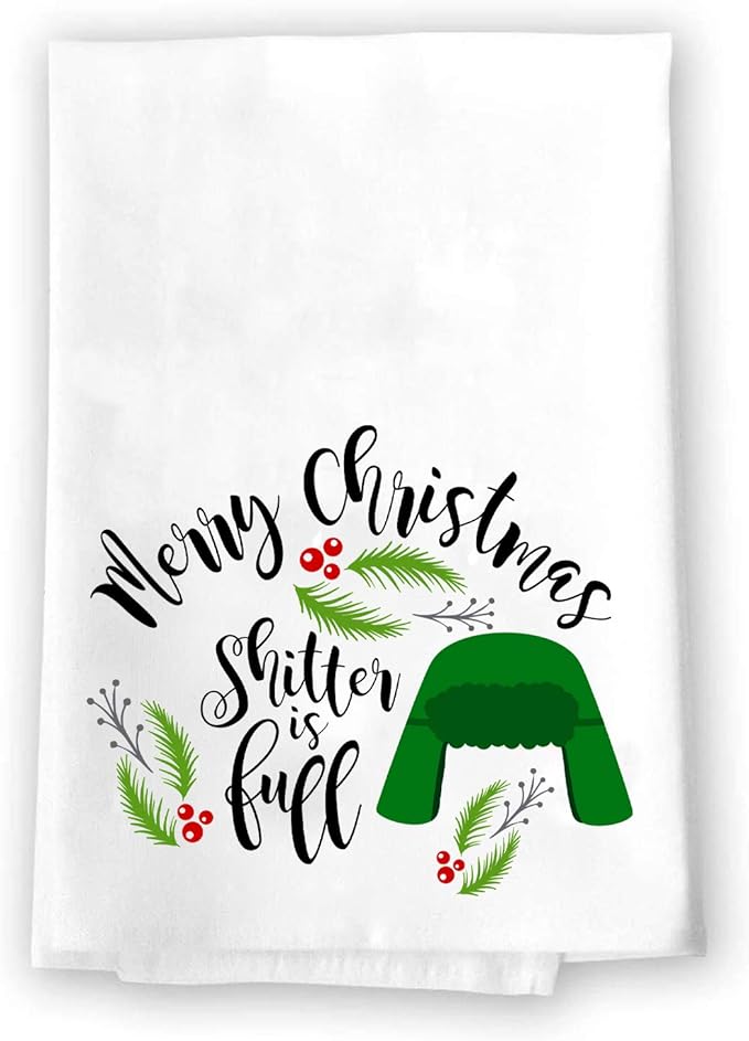 Christmas Decor | Decorative Kitchen and Bath Hand Towels | XMAS Winter Novelty | White Towel Home Holiday Decorations | Gift Present