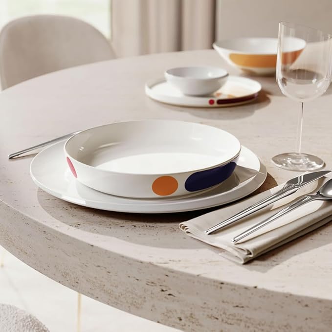 Villeroy & Boch Iconic Collection La Boule Miami, 7-Piece Dinnerware Set for 2, Premium Porcelain, Made in Germany, Dishwasher Safe, 9.5 x 9 in, Multi-colored