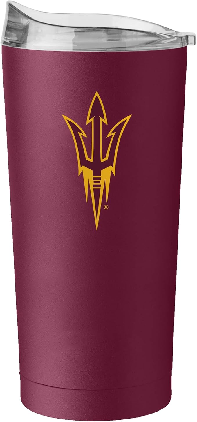 Logo Brands NCAA 20 oz Powder Coat Stainless Tumbler -Double-Wall Insulated Everday Tumbler for Hot or Cold Drinks, High Lip Lid, Team Color