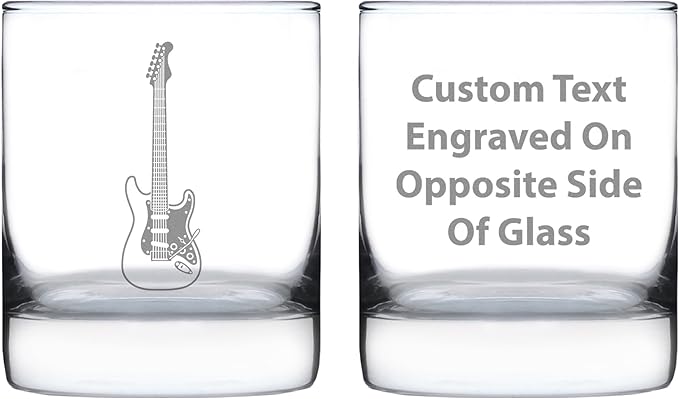 Custom Electric Guitar Rocks Glass - Music Gifts for Guitar Players, Teachers and Musical Accessories for Musicians that Play Guitar - 10.25 Oz Glasses