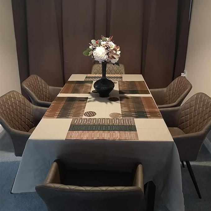 Placemats with Table Runner Sets Place Mats Crossweave Placemat Kitchen Tablemat Washable PVC Table Mats for Dining Table(Black)