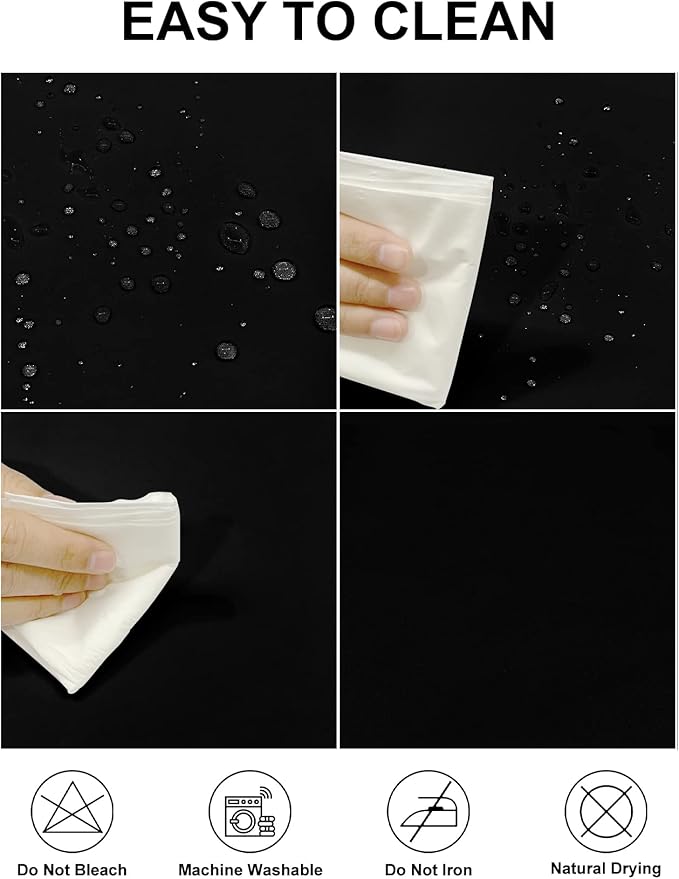 Fokitut 12 Pack Waterproof Rectangle Tablecloth, 60x102 Inch, Stain Resistant and Wrinkle Polyester Table Cloth, Fabric Table Cover for Kitchen Dining, Wedding, Party, Holiday Dinner-Black