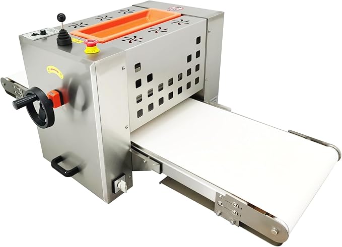 Mini Commercial Dough Sheeter, Desktop Electric 350mm Dough Pressing Machine, Reversible Roller Pastry Machine Thickness Range 0.04"-0.94"with 49.2 * 13.8" Belt for Baking Pastry 110V